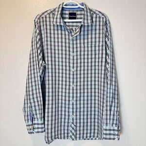 Tommy Bahama Men's Size-L Shirt 100% Cotton Long‎ Sleeve Plaid Button Down